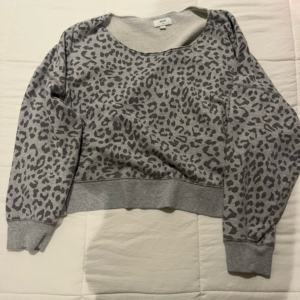 Gray Aerie Cheeta Print Sweatshirt